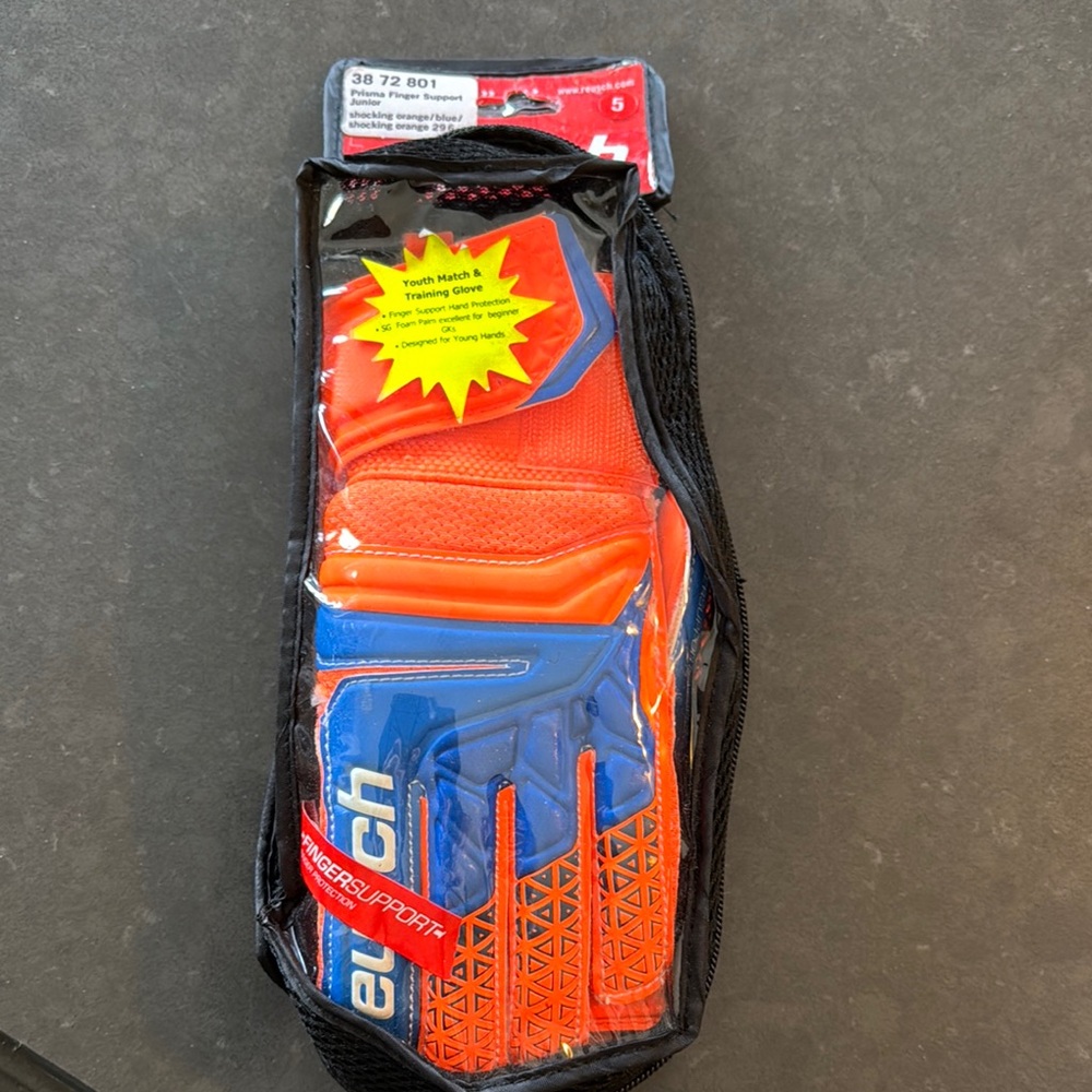 Reusch Vibrant Orange and Blue Soccer Gloves NWT